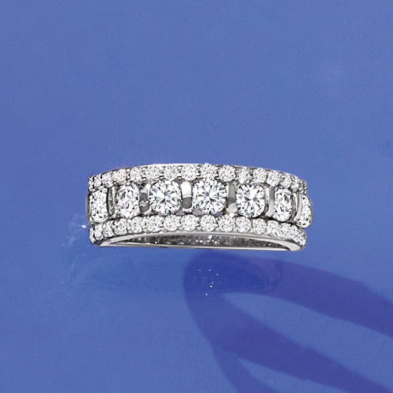 1.50 ct. t.w. Diamond Three-Row Ring in 14kt White Gold. Size 6 image number 3