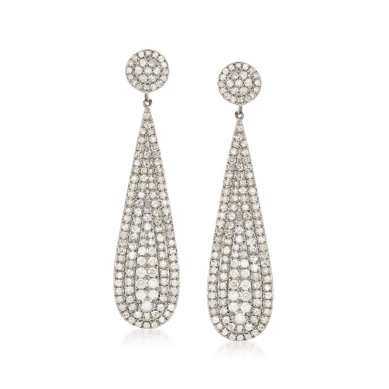 2.28 ct. t.w. Diamond Teardrop Earrings in Sterling Silver image number 0