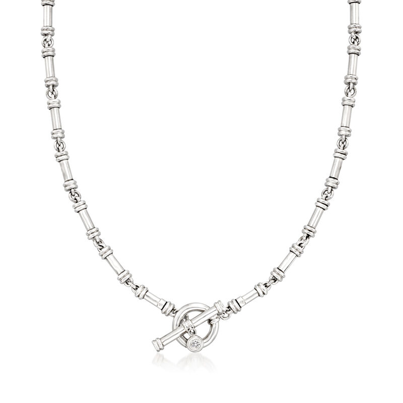 C. 2000 Vintage Scott Kay .15 ct. t.w. Diamond Barrel-Link Toggle Necklace in Platinum image number 0