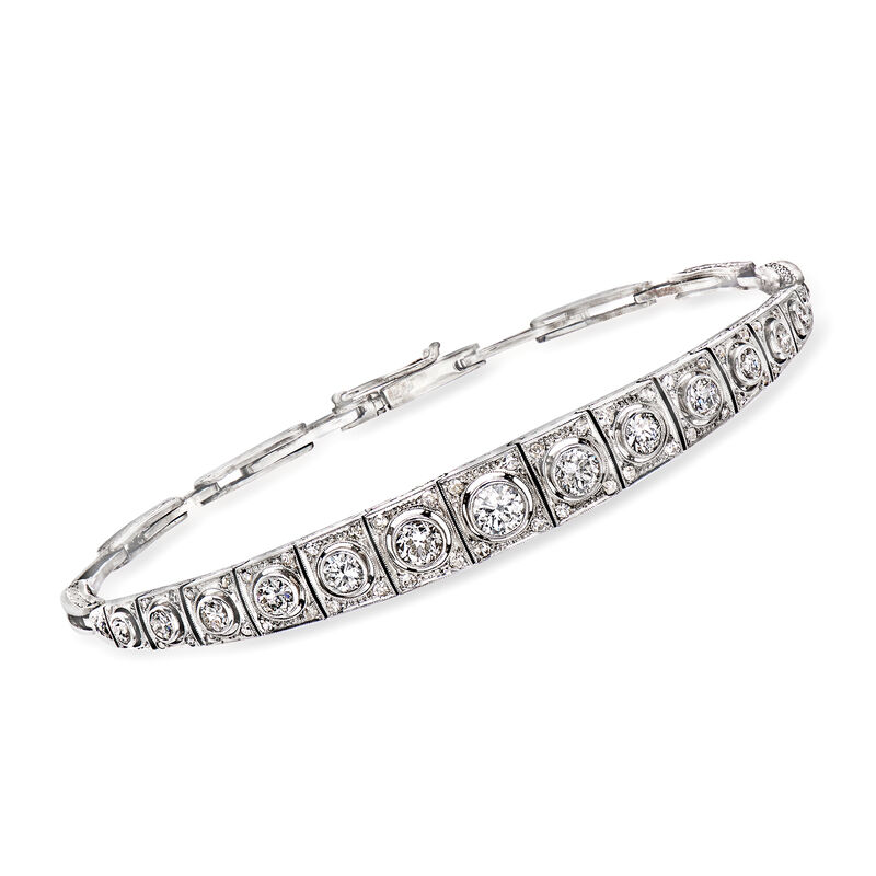 C. 1950 Vintage 1.65 ct. t.w. Diamond Line Bracelet in Platinum image number 0