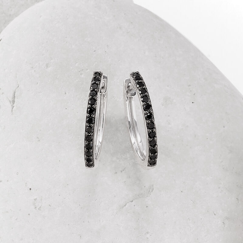 .25 ct. t.w. Black Diamond Hoop Earrings in 14kt White Gold image number 2
