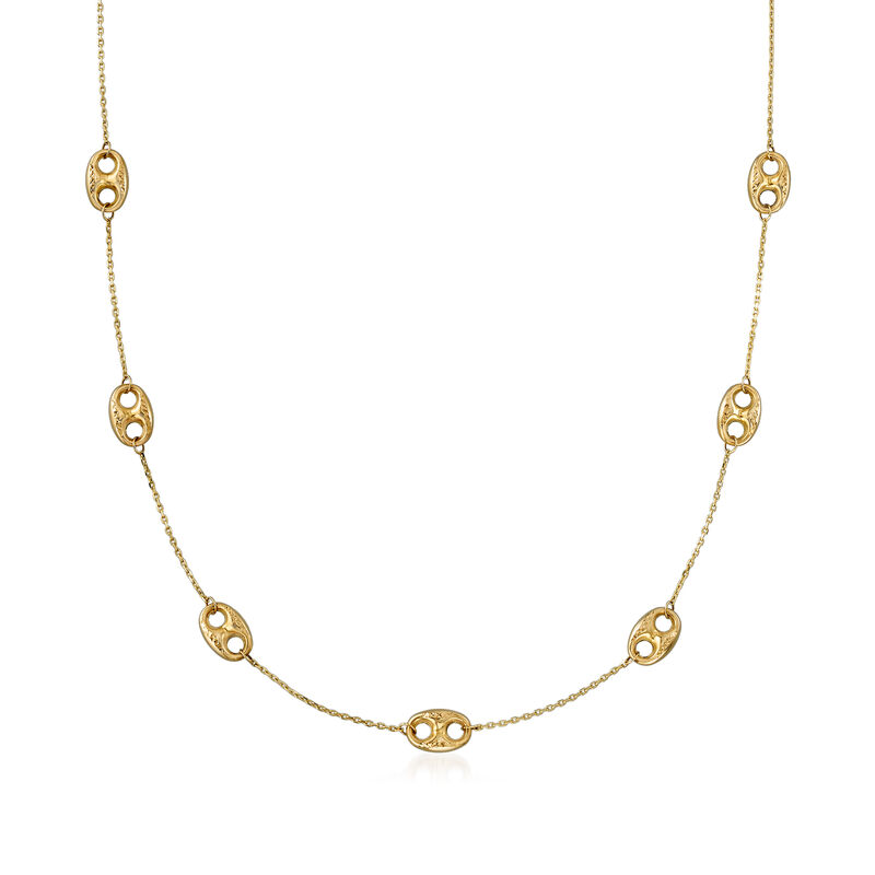 14kt Yellow Gold Mariner-Link Station Necklace image number 0