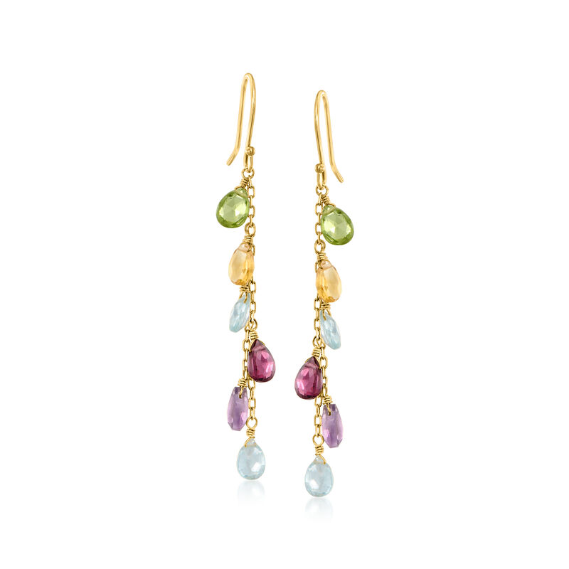 6.60 ct. t.w. Multi-Gemstone Drop Earrings in 14kt Yellow Gold  image number 0