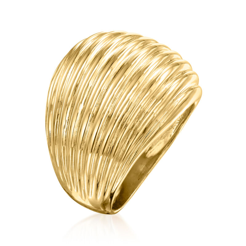 Italian 18kt Gold Over Sterling Ribbed Dome Ring image number 2