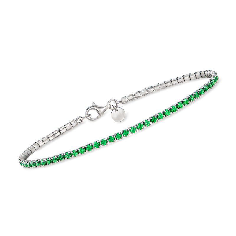 Italian 6.00 ct. t.w. Simulated Emerald, Ruby and Sapphire Jewelry Set: Three Tennis Bracelets in Sterling Silver image number 2