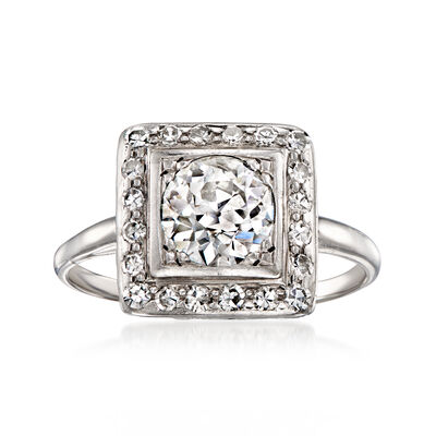 C. 1940 Vintage 1.55 ct. t.w. Diamond Square Ring in 14kt White Gold