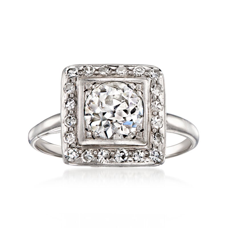 C. 1940 Vintage 1.55 ct. t.w. Diamond Square Ring in 14kt White Gold. Size 7 image number 0