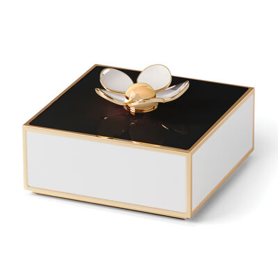 Kate Spade New York Black and White Enamel Floral Covered Box