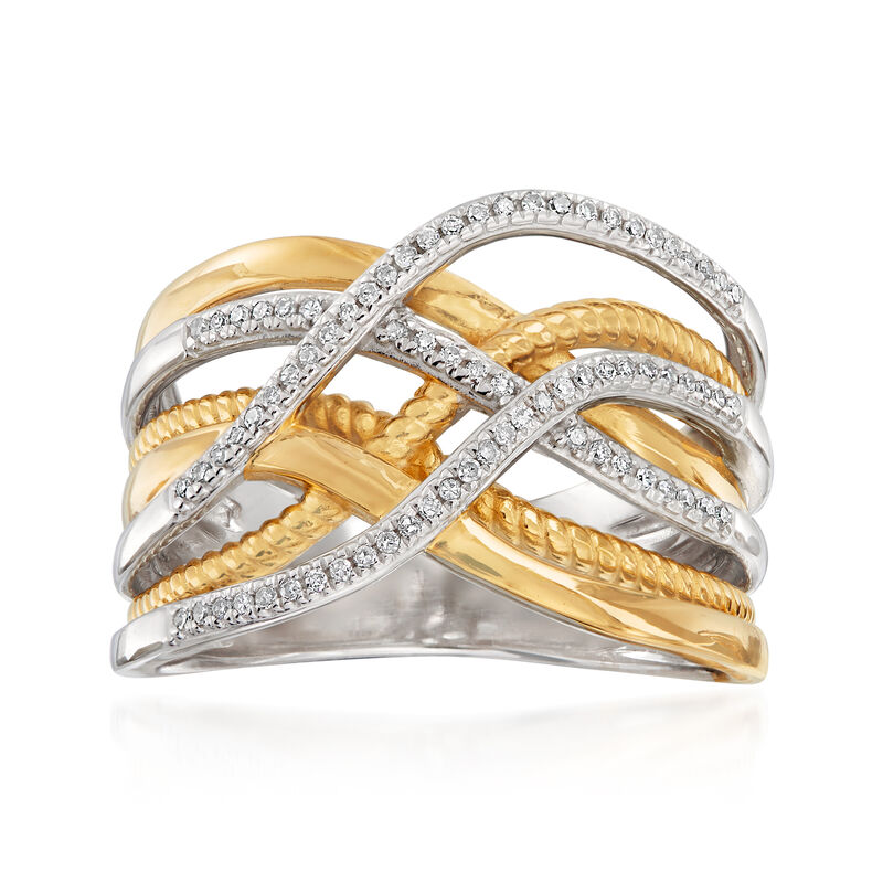 .15 ct. t.w. Diamond Highway Ring in 18kt Gold Over Sterling and Sterling Silver image number 0