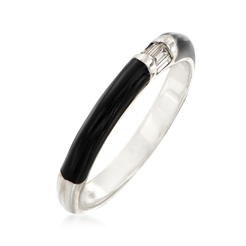 C. 2000 Vintage Hidalgo Black Onyx Ring With Diamond Accents in 18kt White Gold. Size 6.25 image number 2