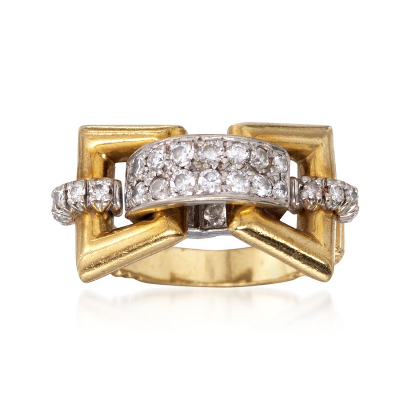 C. 1990 Vintage .75 ct. t.w. Diamond Buckle Ring in 18kt Two-Tone Gold. Size 6 image number 0
