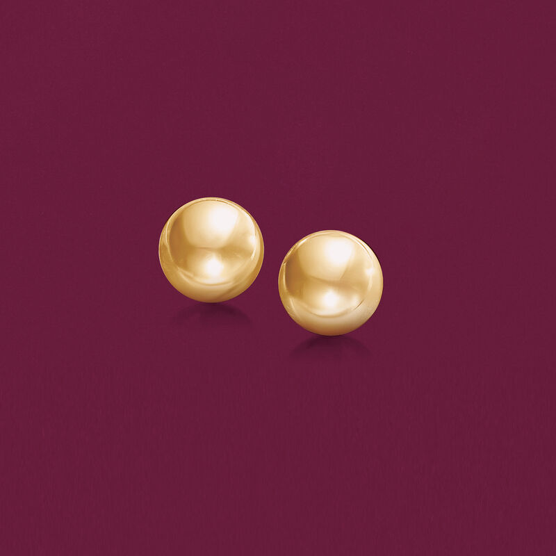 Italian 12mm 18kt Yellow Gold Ball Stud Earrings image number 2