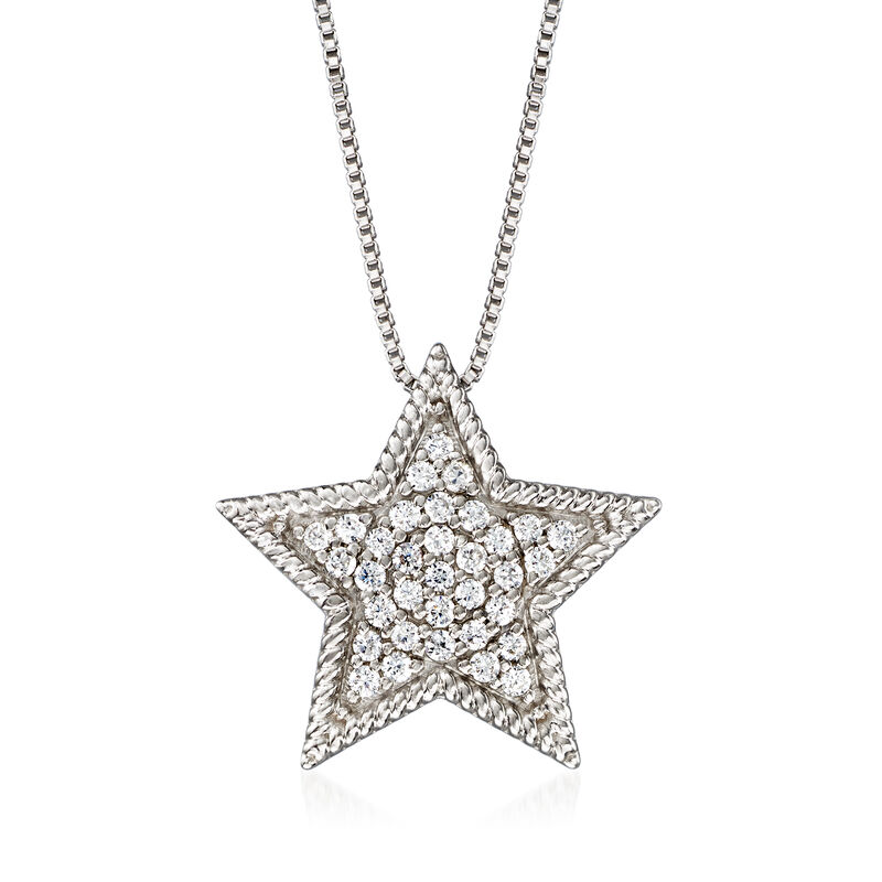 .33 ct. t.w. Diamond Star Necklace in Sterling Silver. 18&quot; image number 0