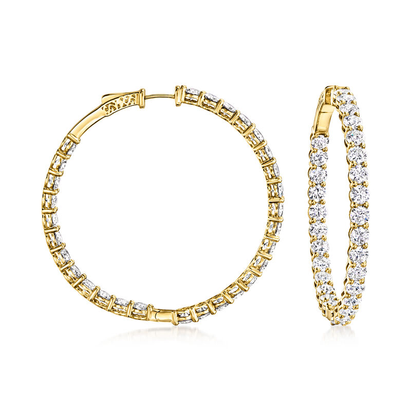 10.00 ct. t.w. Lab-Grown Diamond Inside-Outside Hoop Earrings in 14kt Yellow Gold. 1 3/4" image number 0
