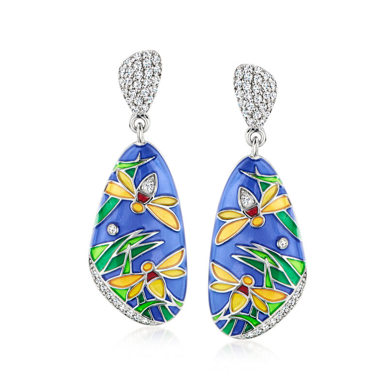 Belle Etoile "Fireflies" Multicolored Enamel and .30 ct. t.w. CZs in Sterling Silver  image number 0