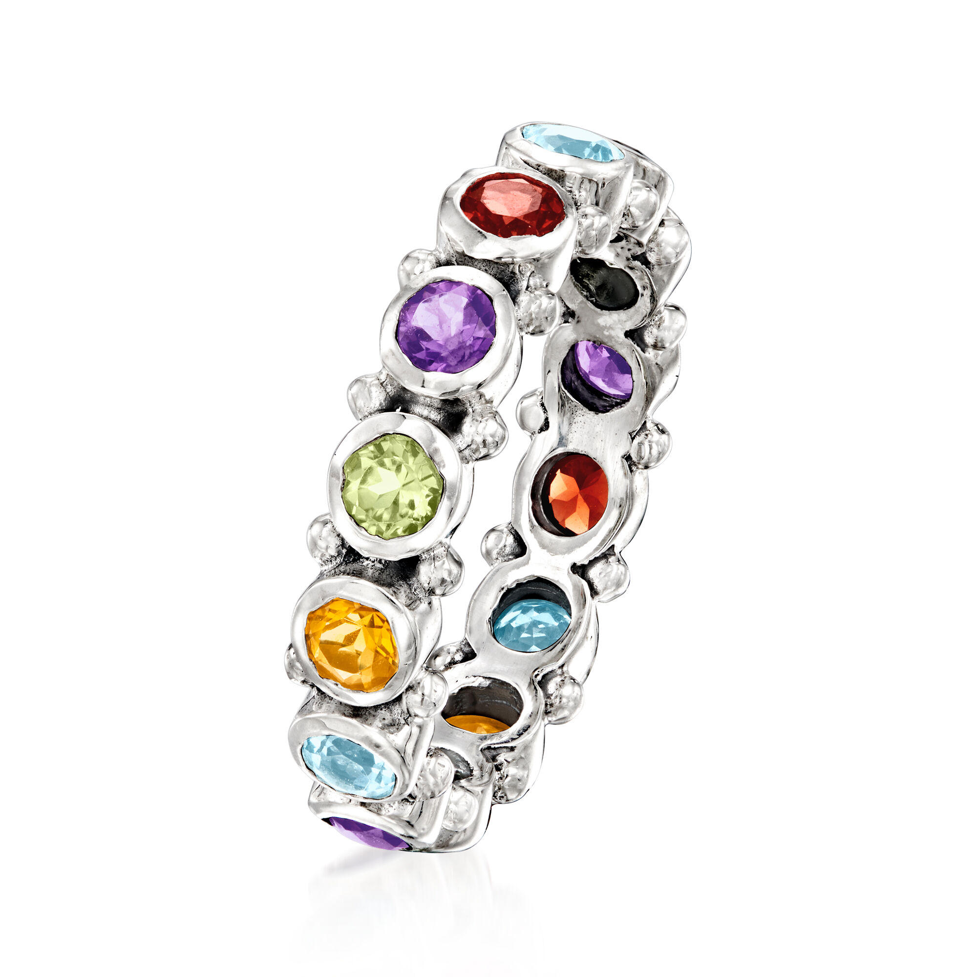 1.50 ct. t.w. Multi Gemstone Eternity Band in Sterling Silver