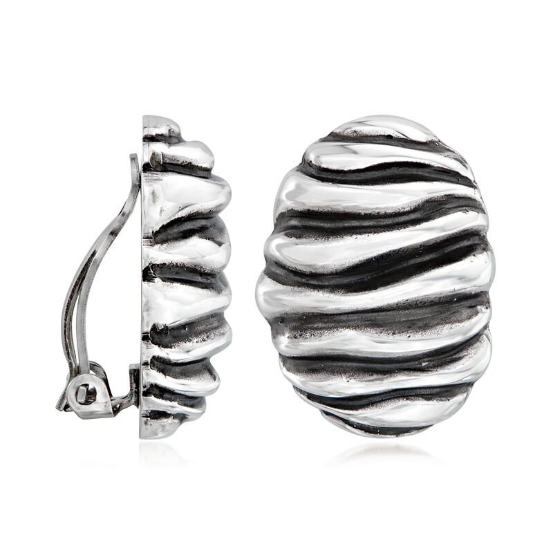 Zina Sterling Silver &quot;Waves&quot; Button Clip-On Earrings image number 2