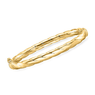 Italian 14kt Yellow Gold Ribbed Bangle Bracelet