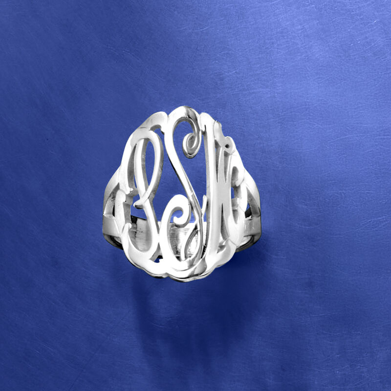 Sterling Silver Personalized Monogram Ring image number 4