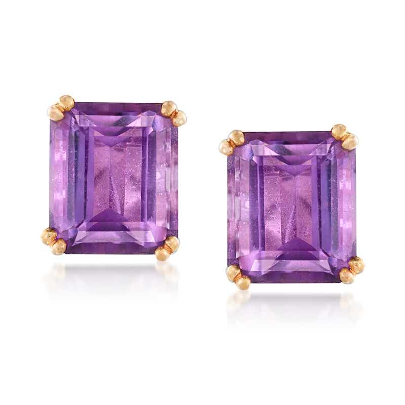 C. 1940 Vintage 17.60 ct. t.w. Amethyst Clip-On Earrings in 18kt Yellow Gold image number 0