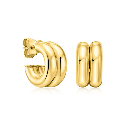 10kt Yellow Gold Two-Row C-Hoop Earrings