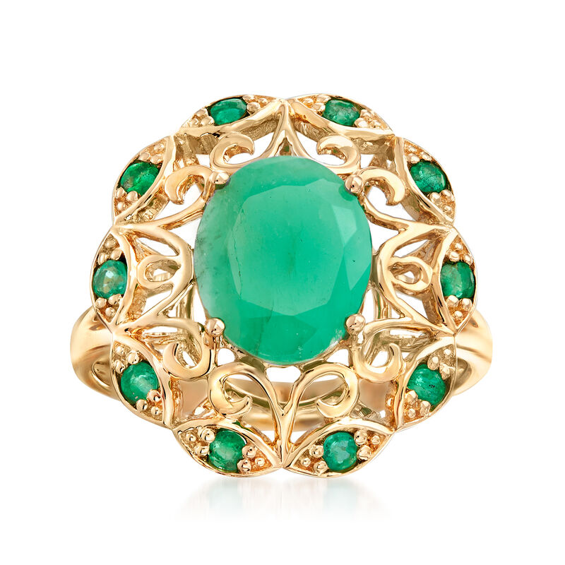 2.50 ct. t.w. Emerald Openwork Ring in 14kt Yellow Gold image number 0