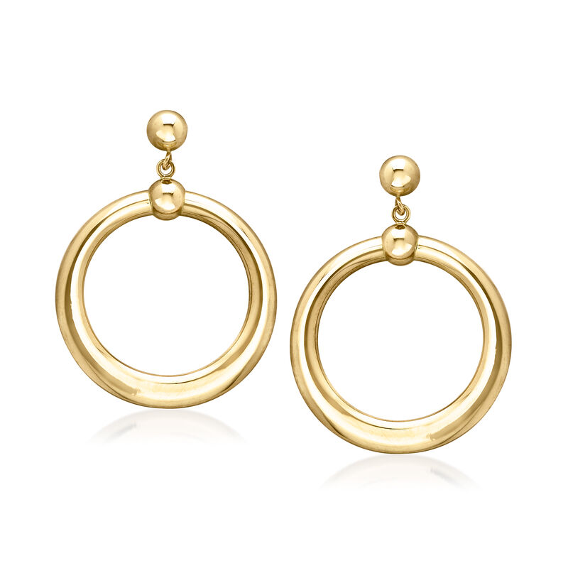 C. 1980 Vintage 14kt Yellow Gold Circle Drop Earrings image number 0