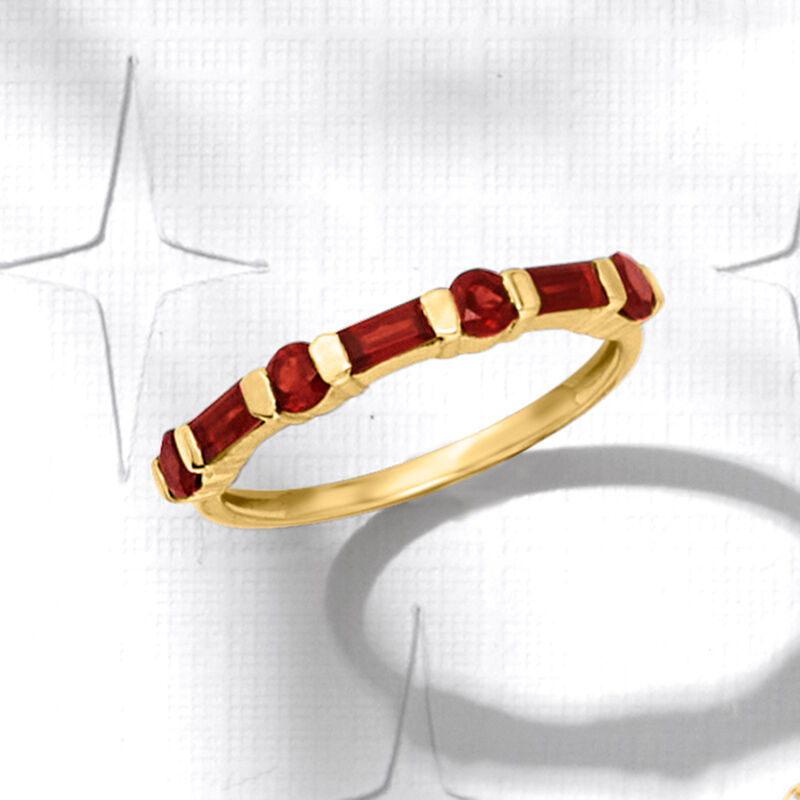 .80 ct. t.w. Baguette and Round Garnet Ring in 14kt Yellow Gold image number 3