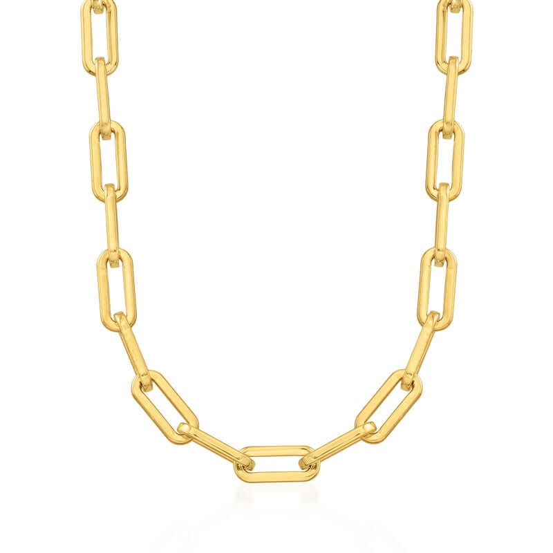 Italian Andiamo 14kt Yellow Gold Over Resin Paper Clip Link Necklace image number 0