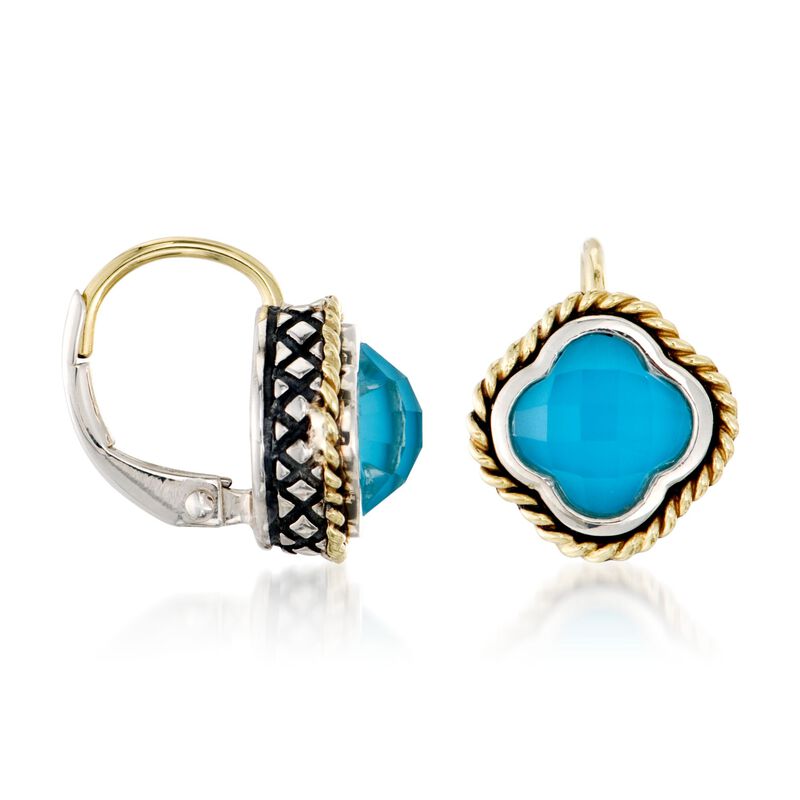 Andrea Candela Turquoise Clover Earrings in Two-Tone image number 2