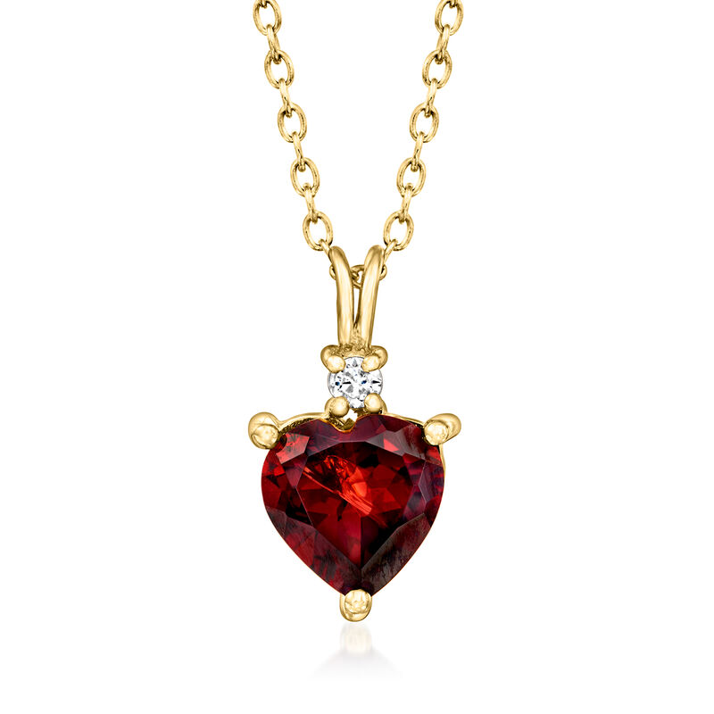 2.60 ct. t.w. Garnet and .10 ct. t.w. White Zircon Jewelry Set: Heart Drop Earrings and Pendant Necklace in 18kt Gold Over Sterling. 18&quot; image number 2