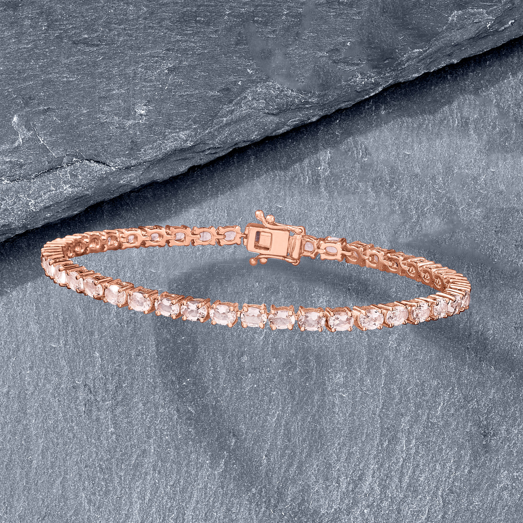 5.50 ct. t.w. Morganite Tennis Bracelet in 14kt Rose Gold Over Sterling