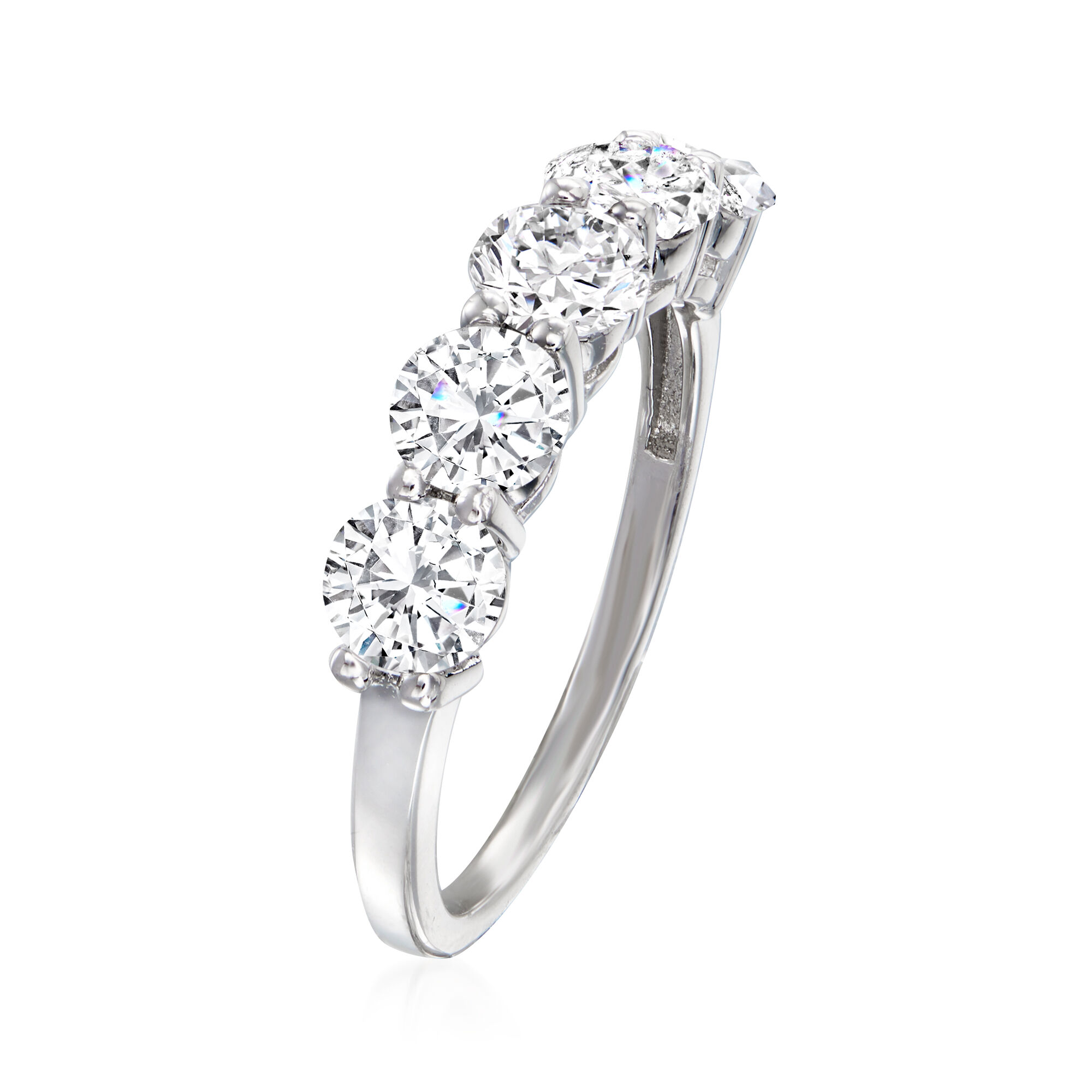 Petite Five-stone Silver Ring – Dainty Engagement, Promise