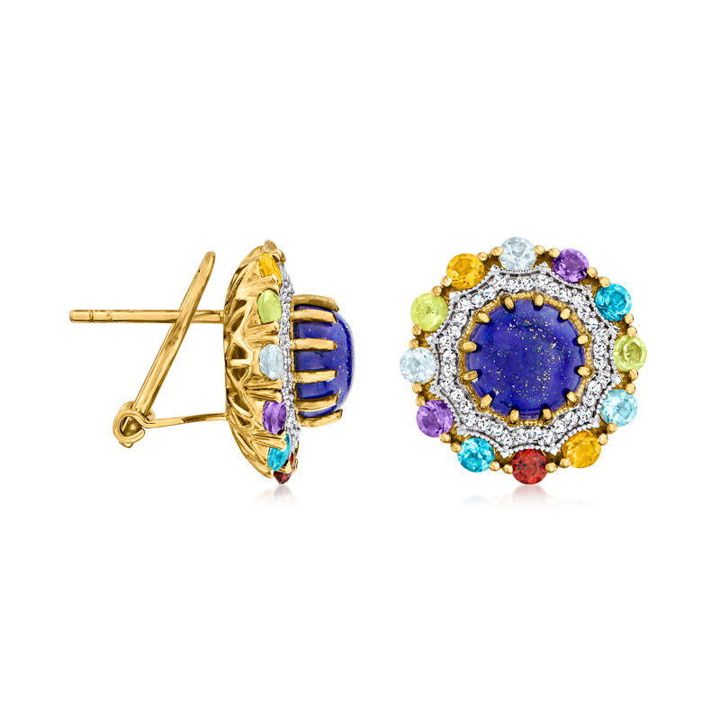 Lapis and 3.00 ct. t.w. Multi-Gemstone Earrings in 18kt Gold Over Sterling image number 2