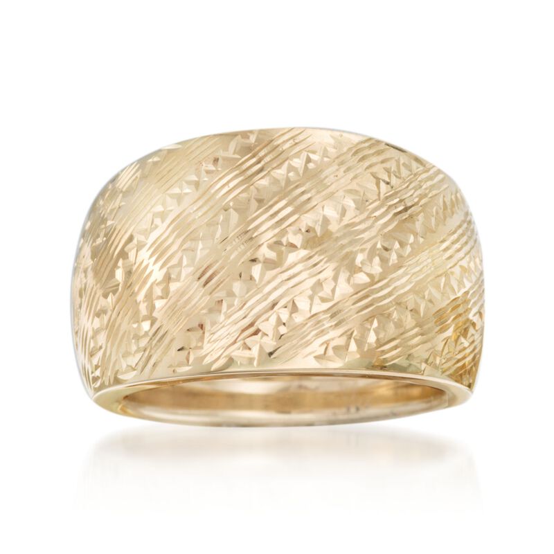 Italian 14kt Yellow Gold Diagonal Diamond-Cut Ring image number 0