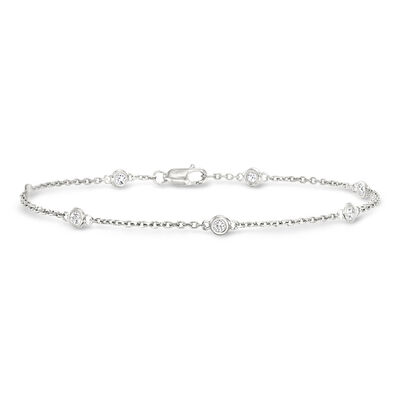 .25 ct. t.w. Bezel-Set Diamond Station Bracelet in Sterling Silver