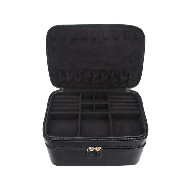 Brouk & Co. "Abby" Black Faux Leather Travel Jewelry and Cosmetics Case image number 0