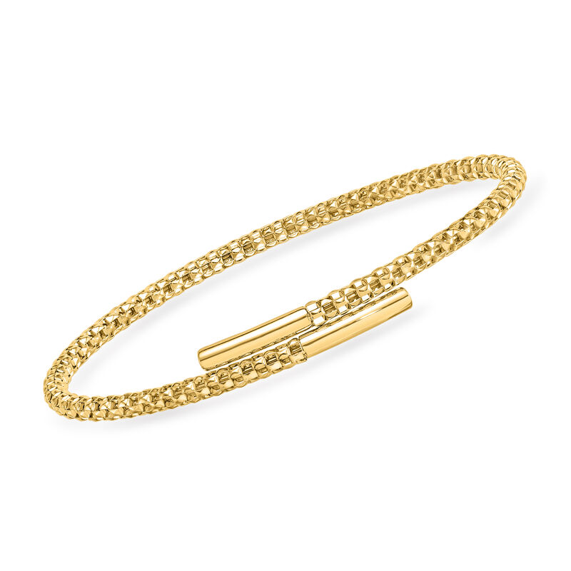 Italian 18kt Yellow Gold Popcorn-Chain Bangle Bracelet. 7" image number 0