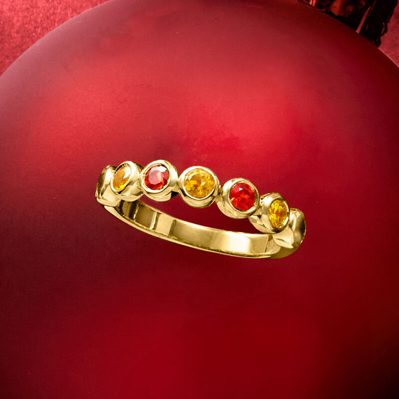 .70 ct. t.w. Orange and Yellow Sapphire Ring with .20 ct. t.w. Citrines in 18kt Gold Over Sterling image number 3