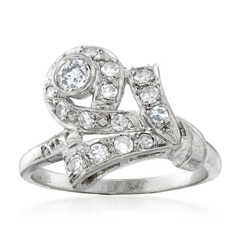 C. 1950 Vintage .70 ct. t.w. Diamond Cocktail Ring in 14kt White Gold image number 0