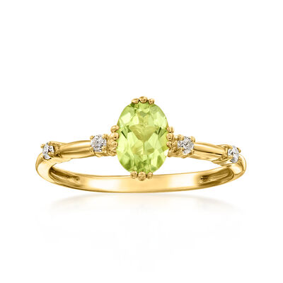 .80 Carat Peridot Ring with Diamonds in 18kt Gold Over Sterling