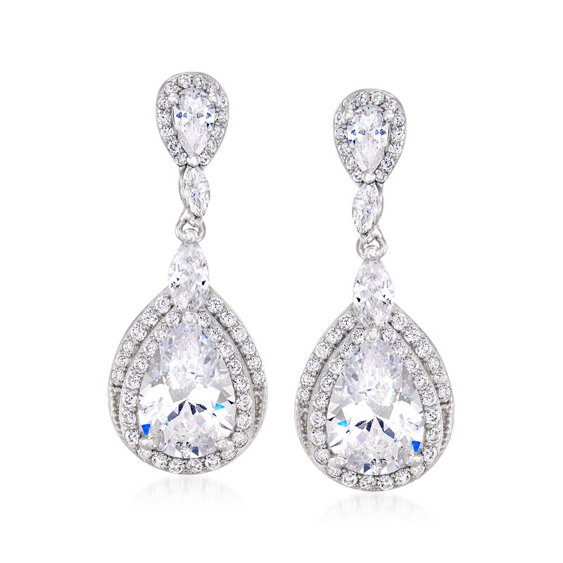 4.70 ct. t.w. CZ Pear-Shaped Drop Earrings in Sterling Silver image number 0