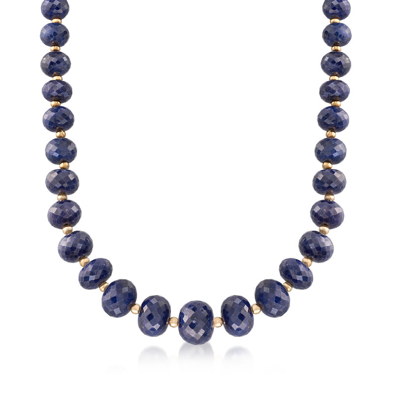 Sapphire Bead Necklace with 14kt Yellow Gold image number 0