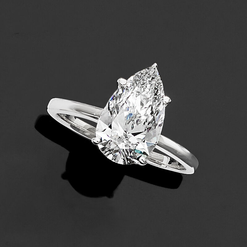 3.00 Carat Pear-Shaped Lab-Grown Diamond Solitaire Ring in 14kt White Gold image number 4
