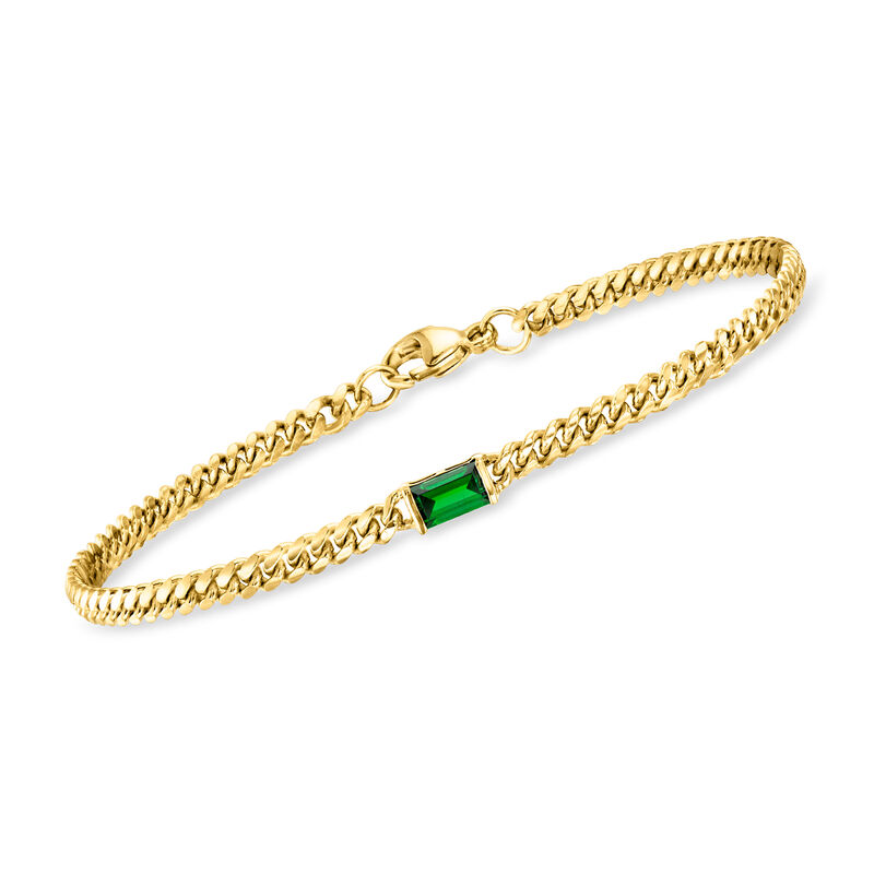 .20 Carat Lab-Grown Emerald Curb-Link Bracelet in 18kt Gold Vermeil image number 0