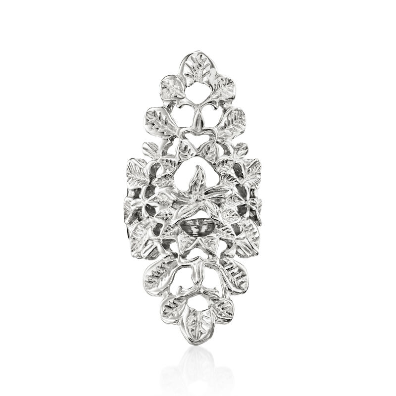 Italian Sterling Silver Floral Dinner Ring image number 0