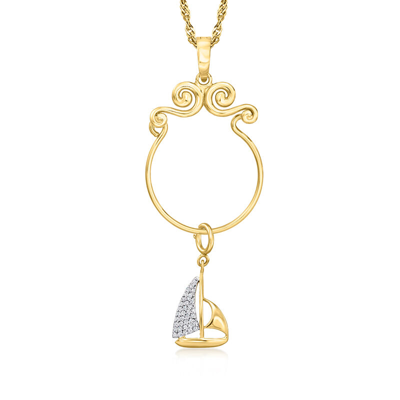.10 ct. t.w. Diamond Sailboat Charm in 18kt Gold Over Sterling  image number 2