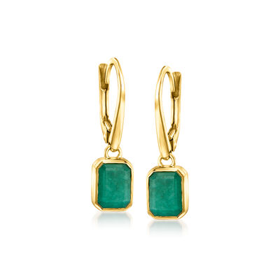 2.10 ct. t.w. Emerald Drop Earrings in 18kt Gold Over Sterling