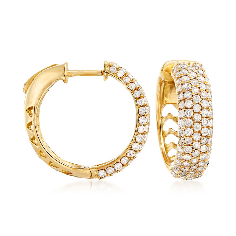 2.00 ct. t.w. Pave Diamond Hoop Earrings in 14kt Yellow Gold. 3/4&quot; image number 0