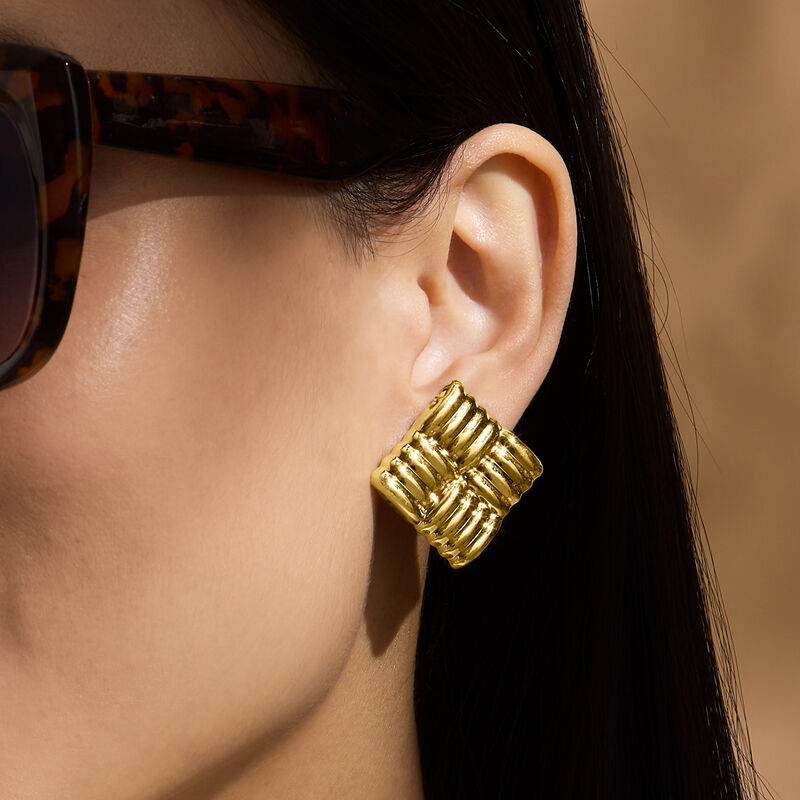 Italian 18kt Gold Over Sterling Quilted-Pattern Earrings  image number 3